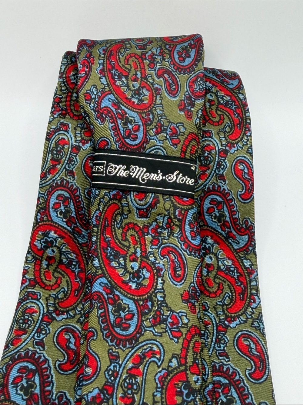 The Men's Store Olive Red Paisley Silk Tie